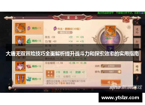 大唐无双冒险技巧全面解析提升战斗力和探索效率的实用指南